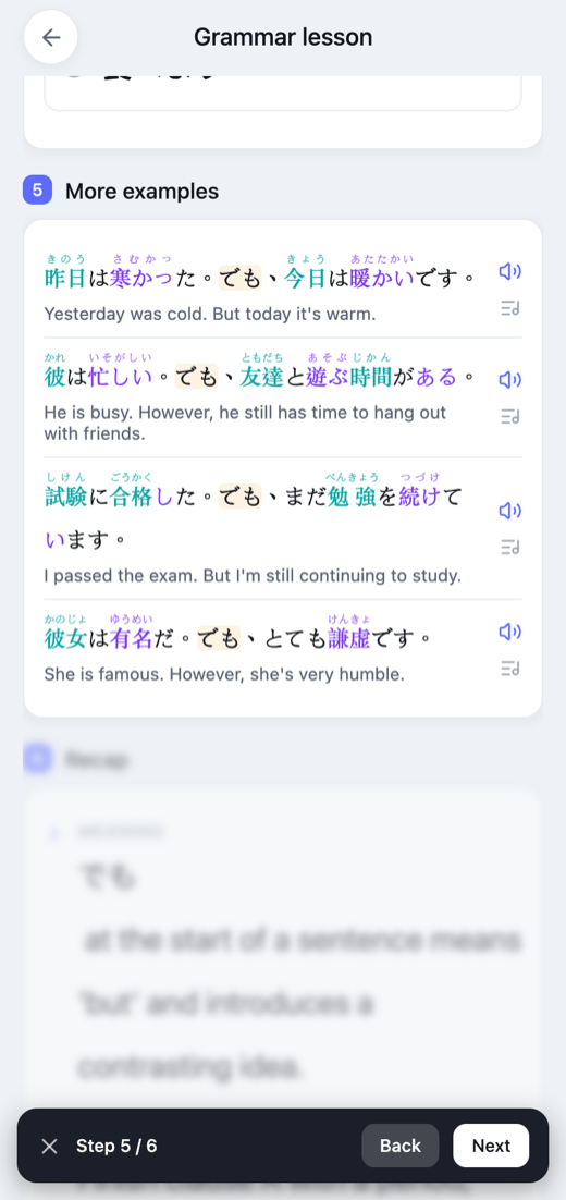 Grammar lesson step 5 — more examples